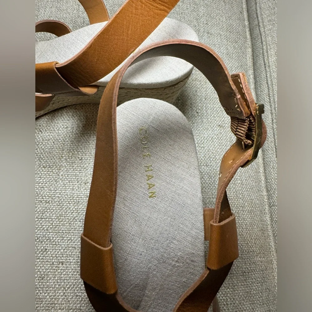 Brand New Cole Haan Crystal‎ Wedge Sandal in Honey Jute Size 8B